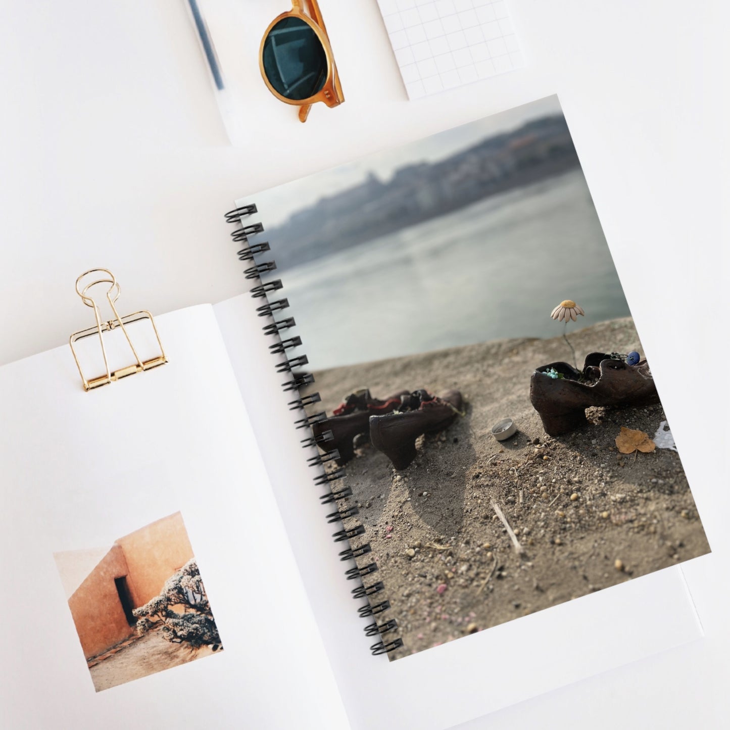 Spiral Notebook - Ruled Line - Shoes on the Danube Bank