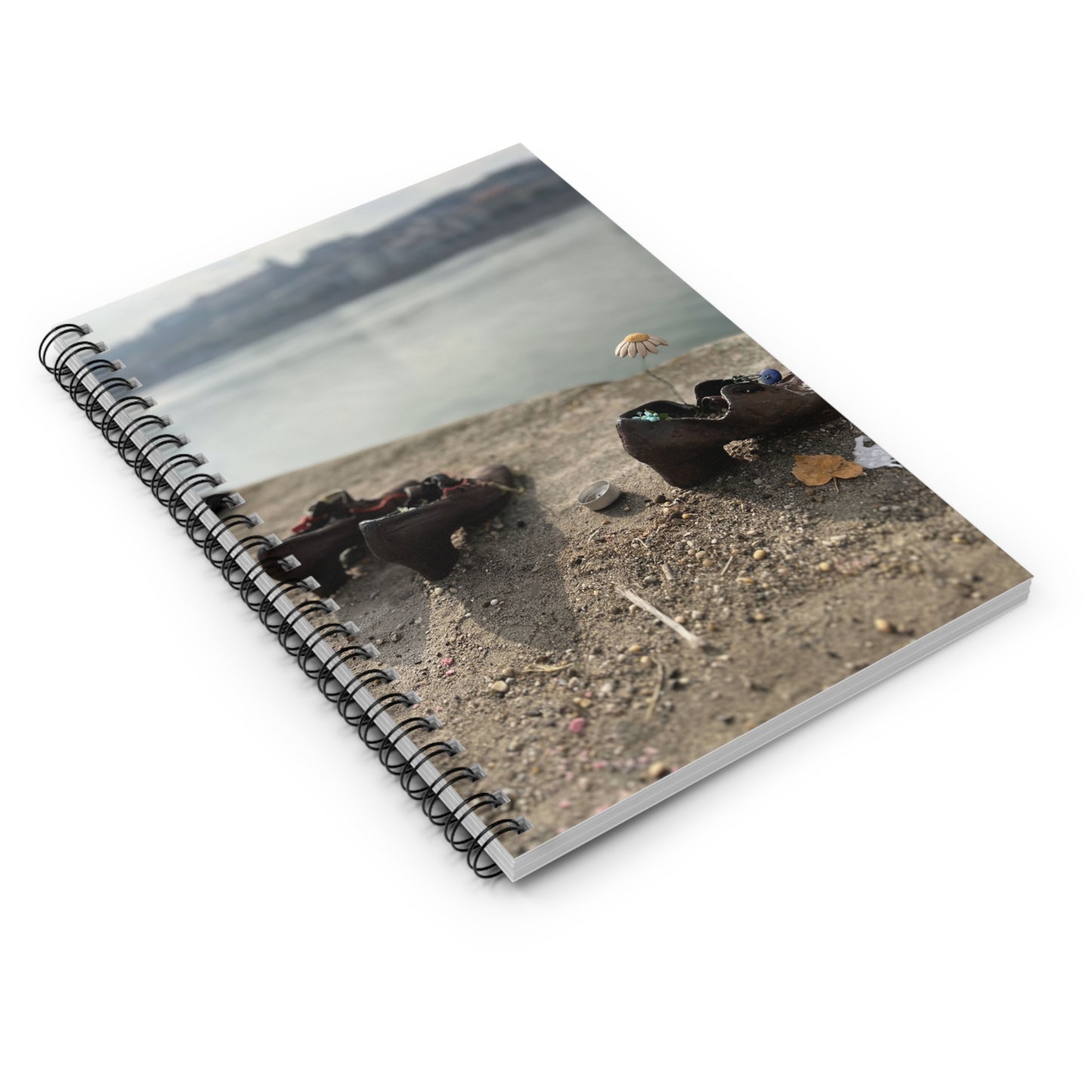 Spiral Notebook - Ruled Line - Shoes on the Danube Bank
