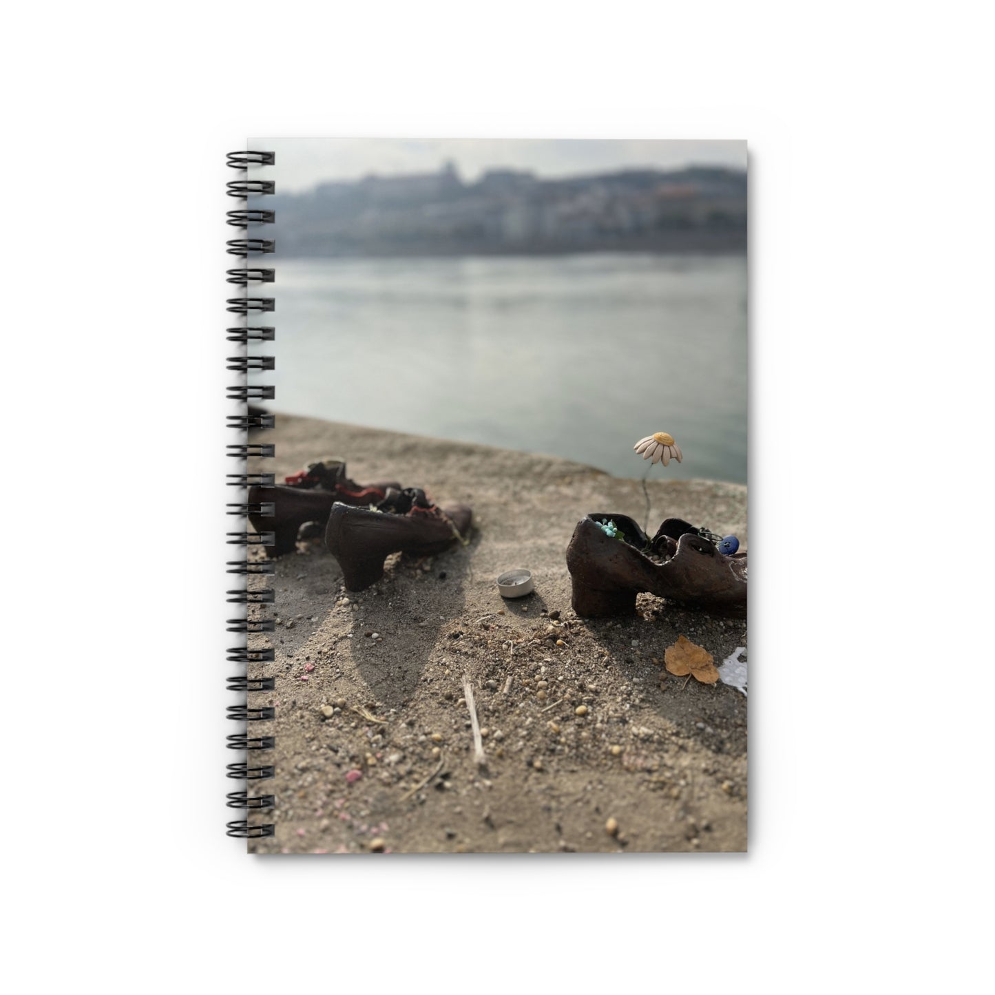 Spiral Notebook - Ruled Line - Shoes on the Danube Bank