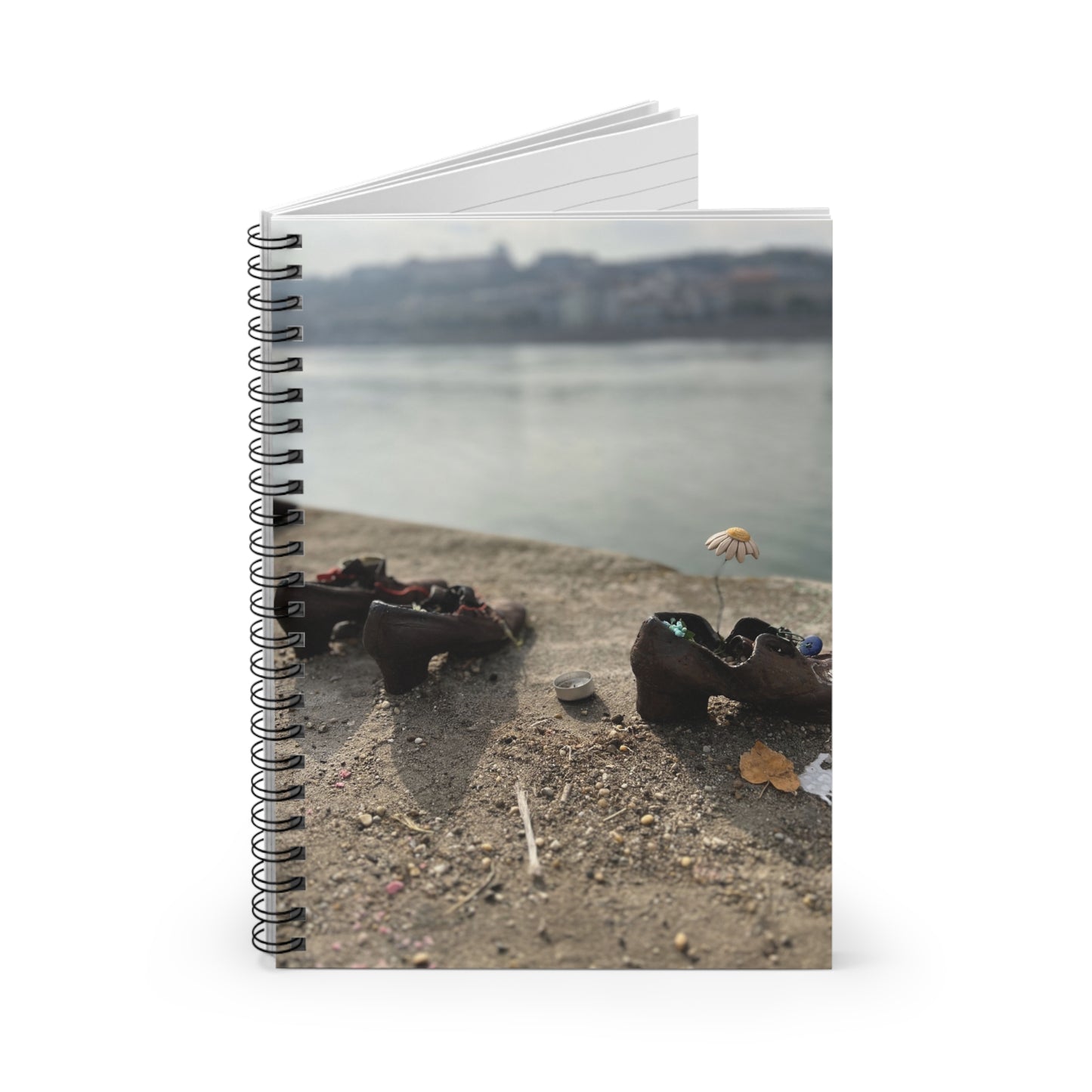 Spiral Notebook - Ruled Line - Shoes on the Danube Bank
